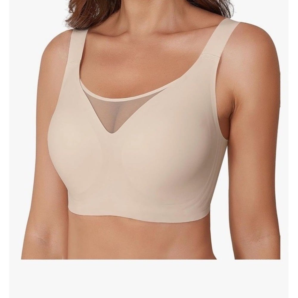 Unbranded Seamless Wireless Bra Women L Nude Like New Mesh Insert C350